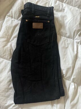 Wrangler Black Denim Jeans with Waist Label Detail 32x34